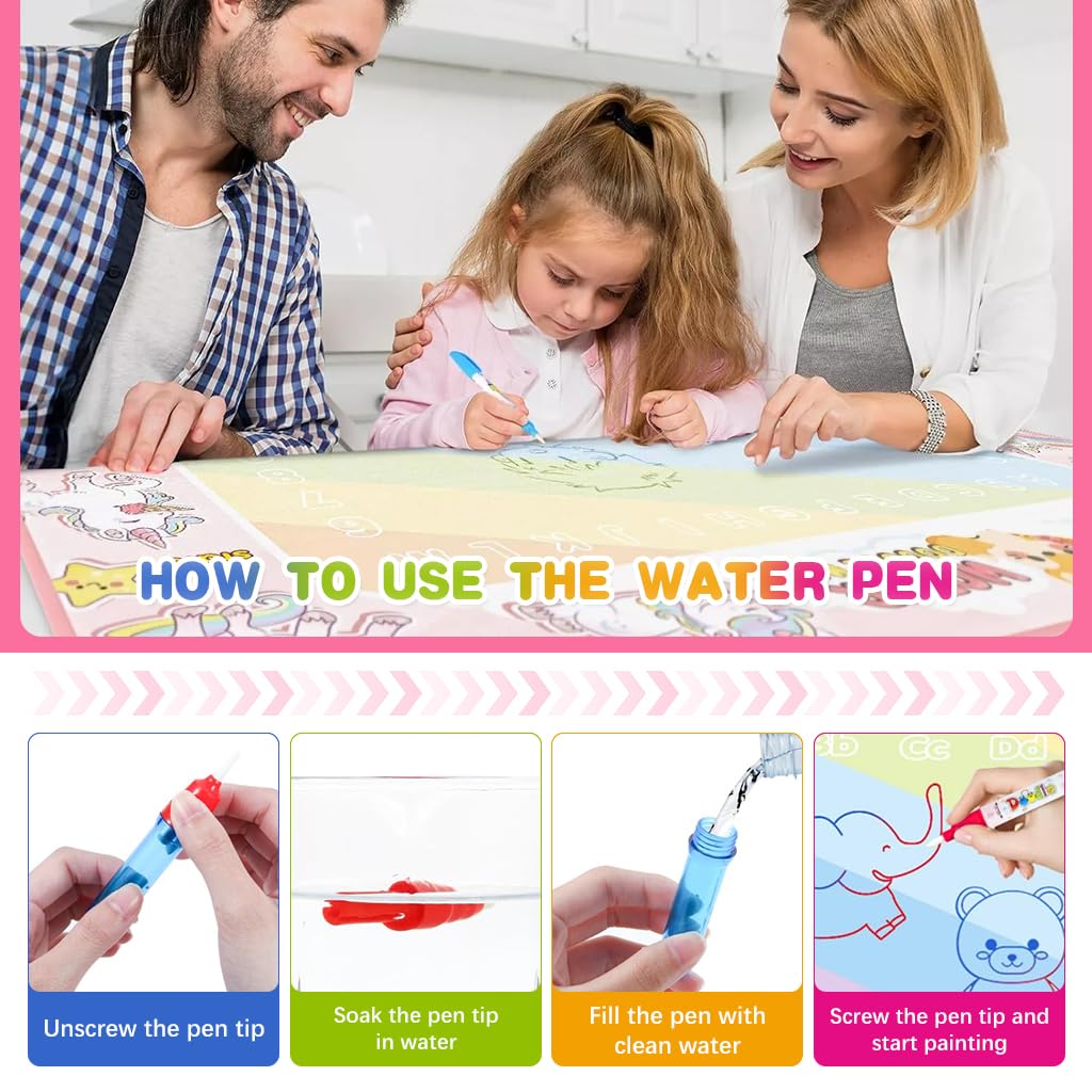 PATPAT Water Doodle Mat 100*80cm Kids Water Painting Doodle Drawing Mat Writing Mess PATPAT Water Doodle Mat 100*80cm Kids Water Painting Doodle Drawing Mat Writing Mess